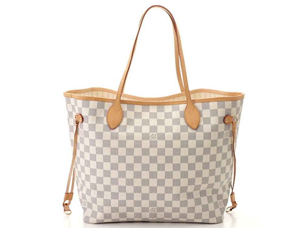 LOUIS VUITTON Neverfull tote bag Damier Azur White